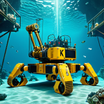 **

A futuristic underwater mining operation with robotic arms extracting resources. The scene highlights transparency with blockchain symbols overlayed. Focus on environmentally conscious and sustainable resource management practices.

**